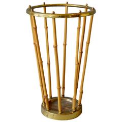 French Brass and Bamboo Umbrella Stand