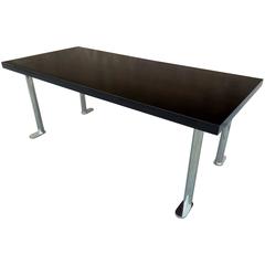 Architectural 1960s French Black Lacquered Dining Table 3