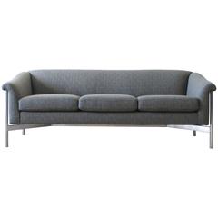 Modernist Grey Sofa with Stainless Steel X-Base