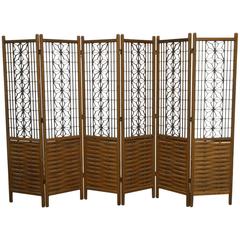 Vintage Mid-Century Six-Panel Folding Geometric Screen