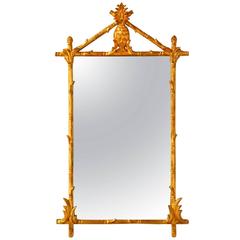 Gilt Bamboo Hollywood Regency Pineapple Mirror