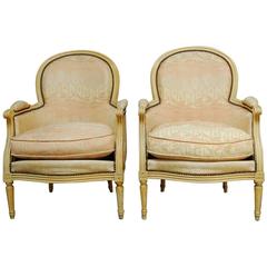 Pair of French Louis XVI Painted Bergeres