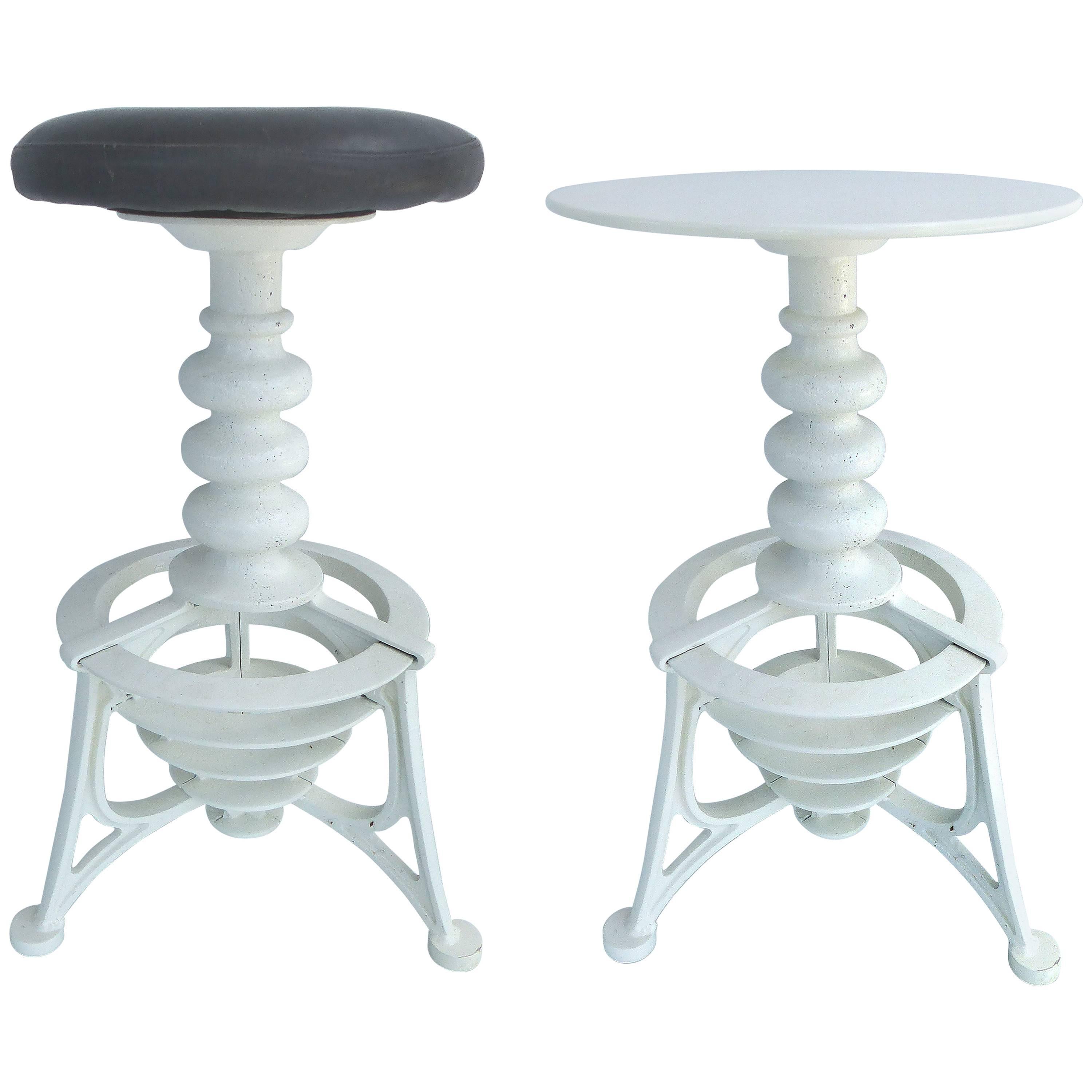 20th Century Industrial Cast Iron Interchangeable Stools to Tables