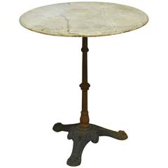 Vintage French Parisian Marble-Top Bistro Table