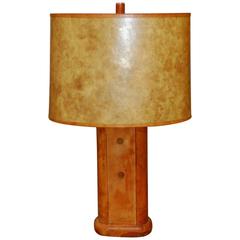 Art Deco Patinated Leather Table Lamp in the Manner of William Billy Haines 1