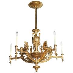 French Empire Style Gilt Bronze Five-Light Chandelier, 1880
