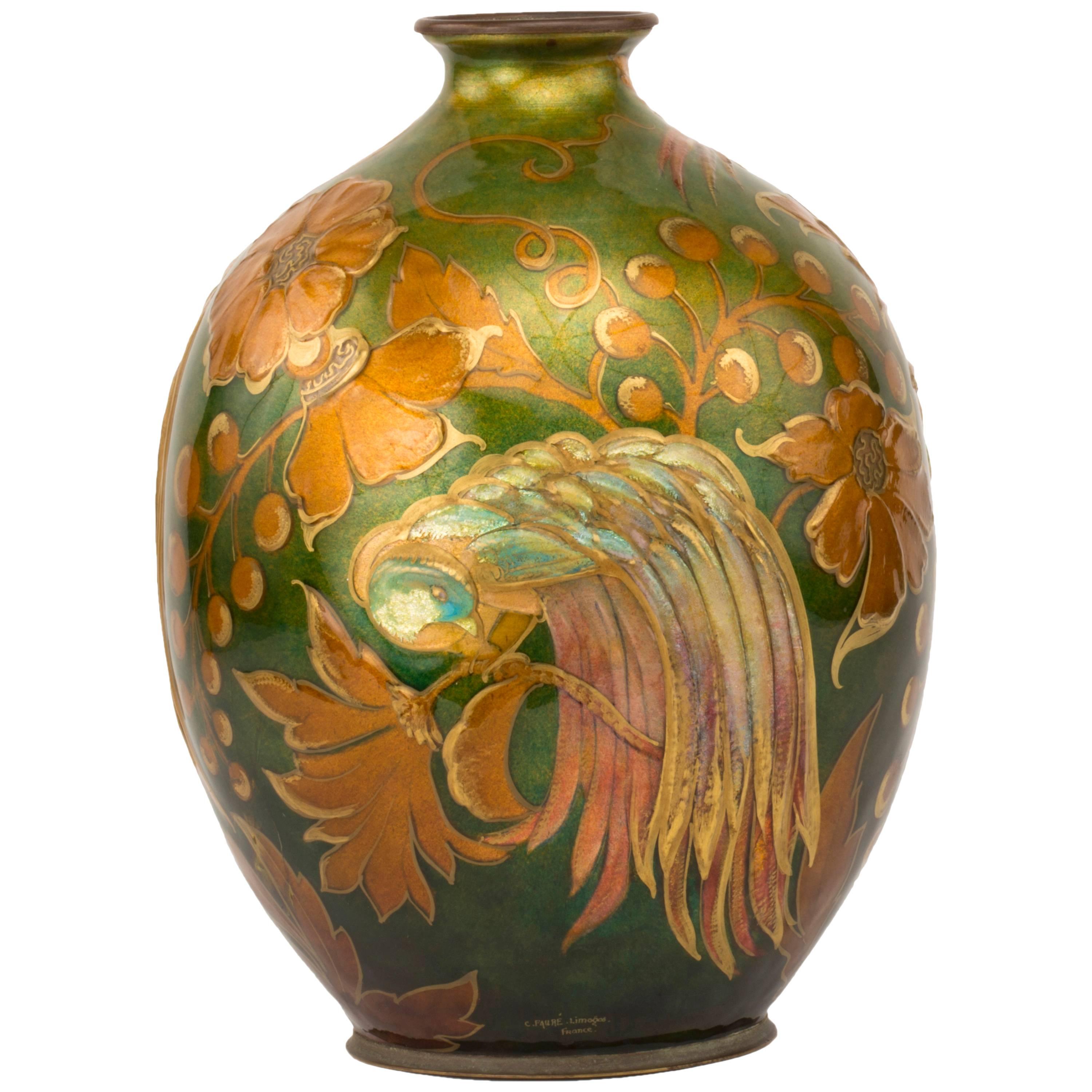 Art Deco Decorated Vase by Camille Fauré