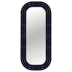 Contemporary Ceramic Mirror 'Elo 4' by Pani Jurek, 180 Navy Blue