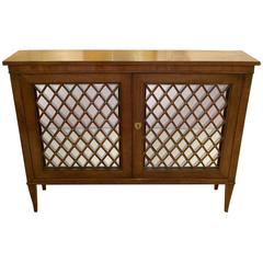 Walnut and Mirrored Two-Door Credenza Console Cabinet by Baker