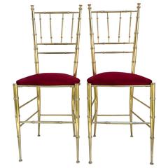 Pair of Mid-Century Italian Brass Chiavari Chairs 3