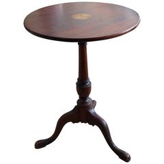 19th Century English Mahogany and Satinwood Inlay Round Side Drinks Table