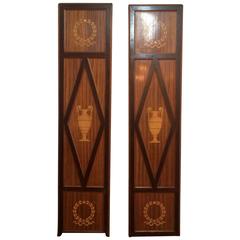 Neoclassical Pair of Mahogany and Satinwood Elaborately Inlaid Decorative Panels 10