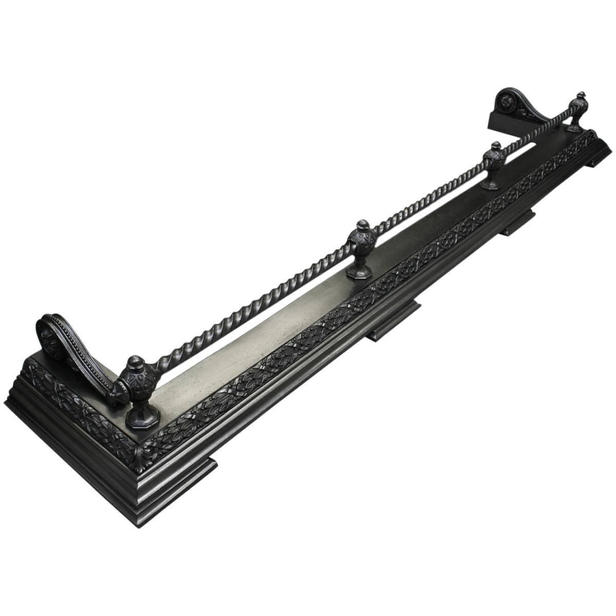 Rare and Large 19th Century Victorian Cast Iron Fireplace Fender For