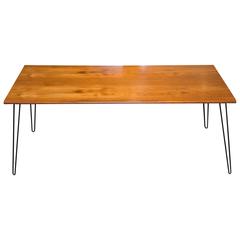 Oak Dining Table with Vintage Hairpin Legs