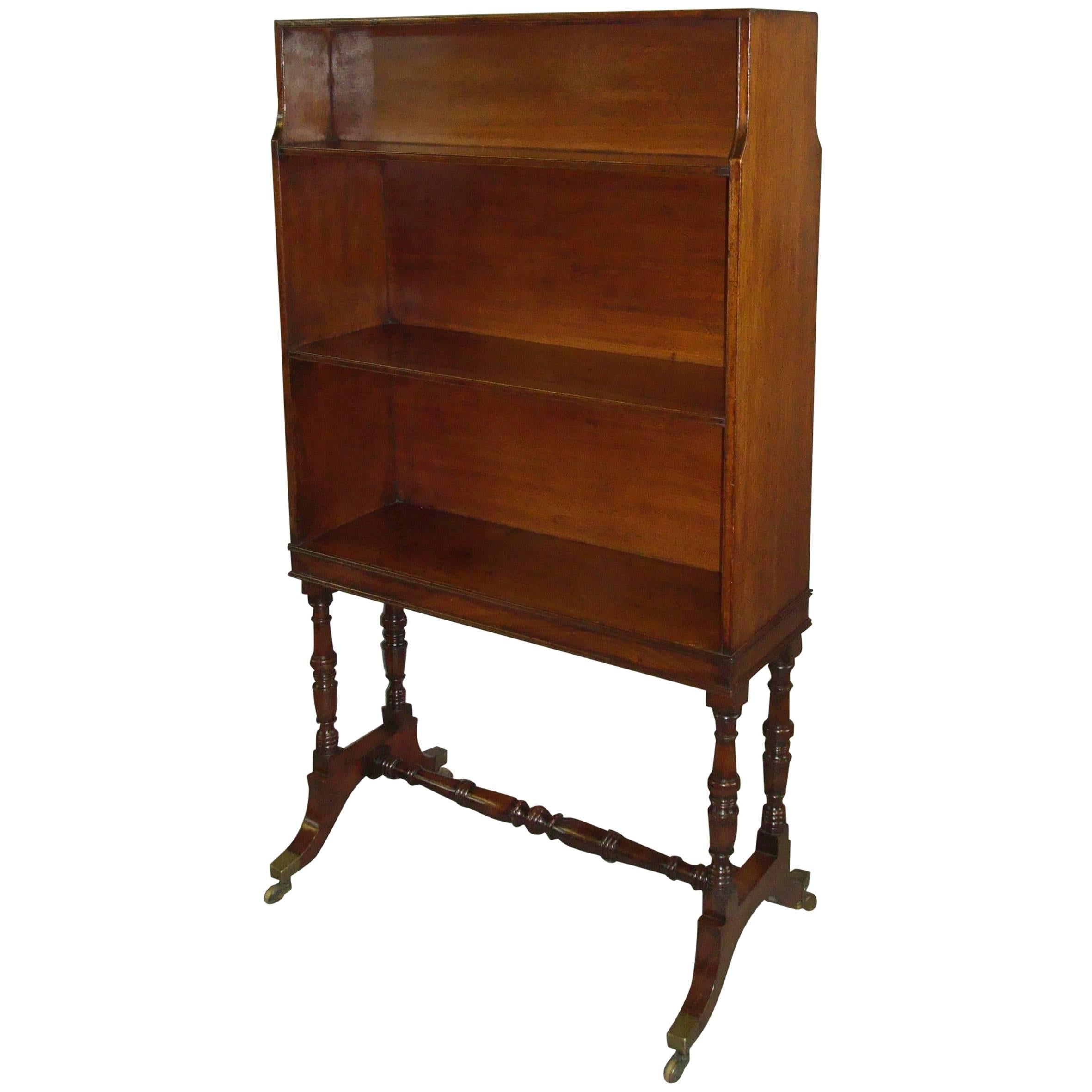 Regency Mahogany Waterfall Open Bookcase of Freestanding Form For Sale