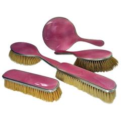 Fine Quality Art Deco Silver Enamel Vanity Dresser Set, Birmingham, 1929 9