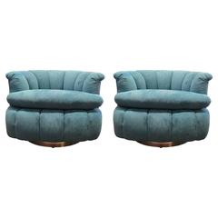Pair of Aqua Blue Scallop Chairs