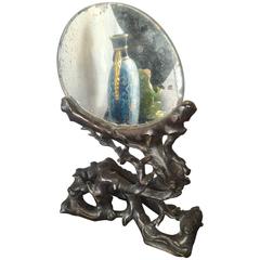 19th Century Carved Black Wood Mirror