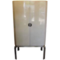 Mid-Century Bar Cabinet with Lacquered Goatskin Finish by Widdicomb