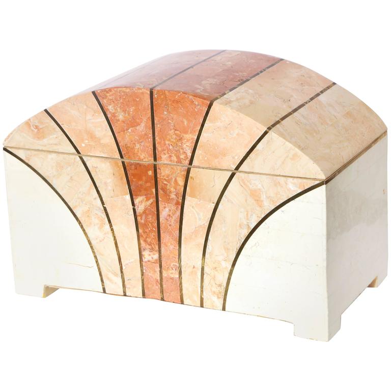 MaitlandSmith Vintage Arch Shaped Tessellated Stone Box with Brass
