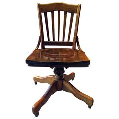 Stunning Antique Vintage Oak Office Swivel Chair Desk Chair