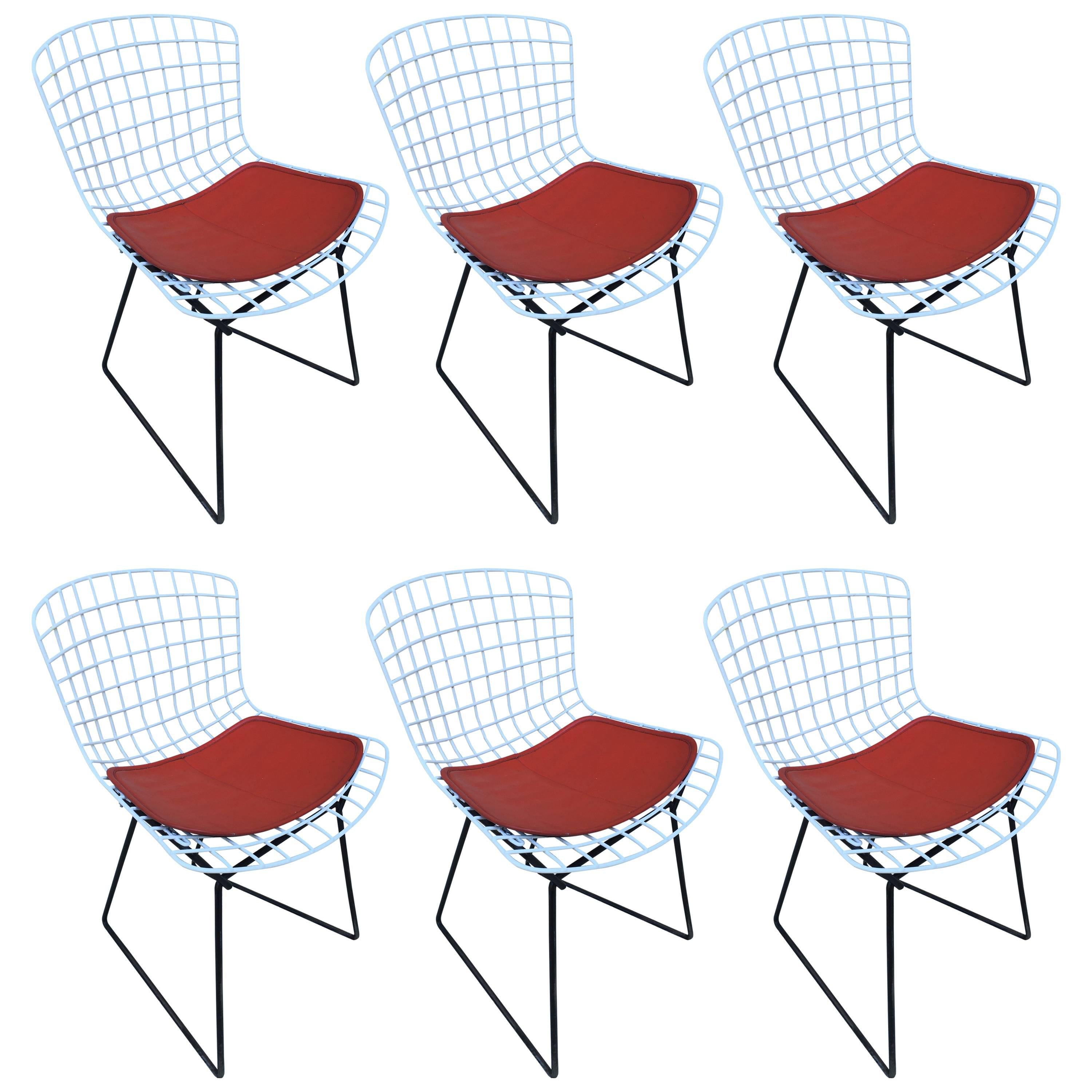 Set of Harry Bertoia Childs Chairs, Original Knoll Orange Seat Pads