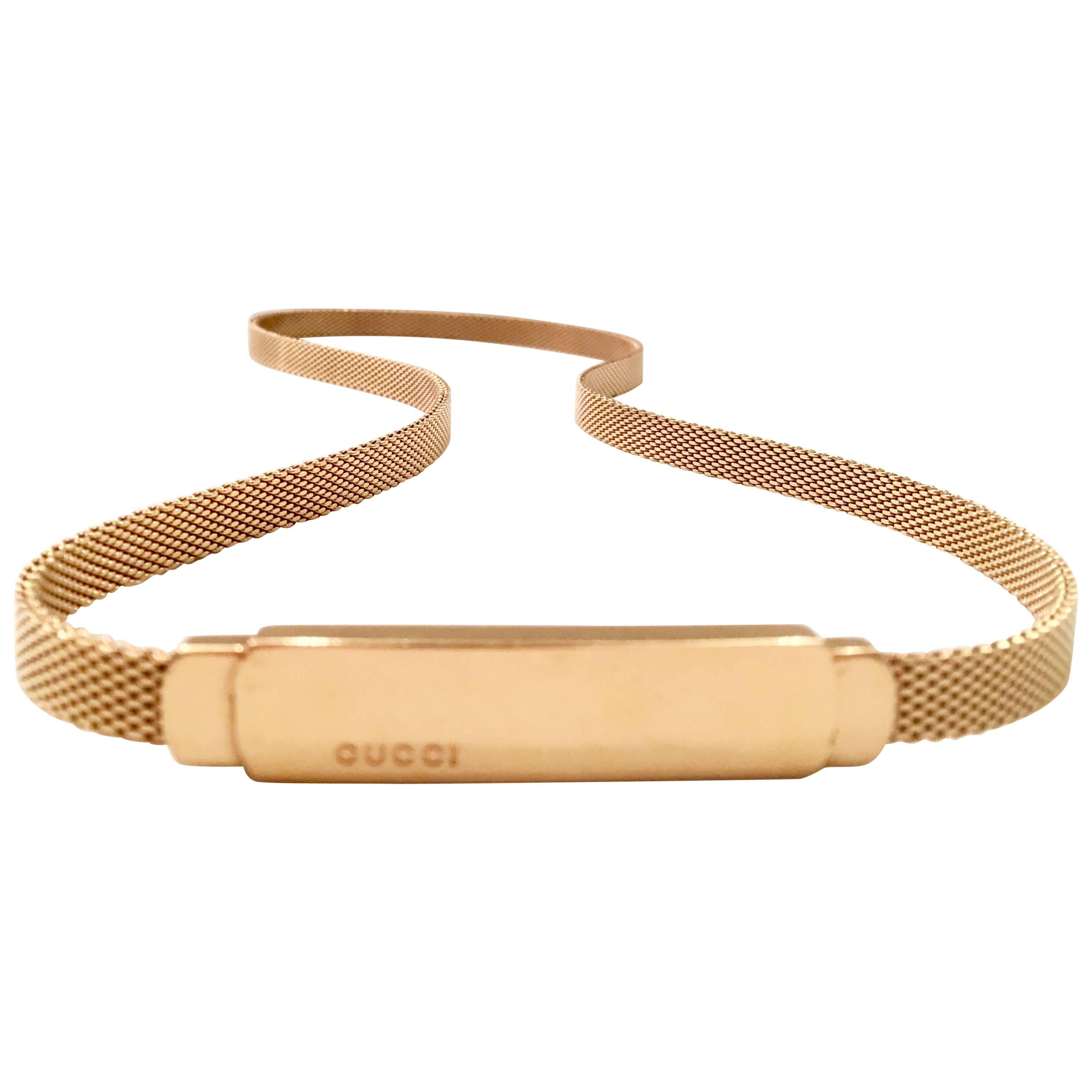 80's Gucci By, Tom Ford Gold-Plated Mesh Skinny Snake Belt