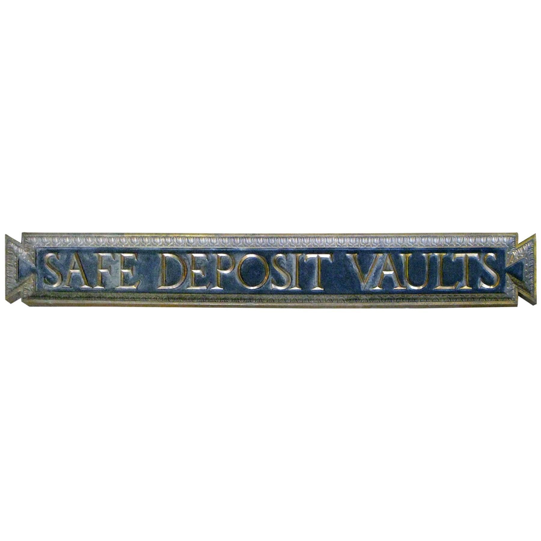 Bronze Advertising Bank Vaults Sign Circa 1912 Savannah Georgia For Sale