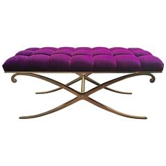 Contemporary X-Form Purple Bench Inspired by Dorothy Draper