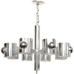 Italian Modernist Eight-Light Chrome-Plated Chandelier 11