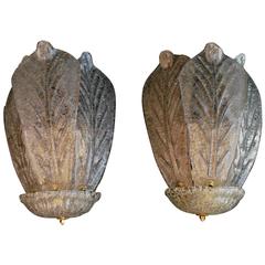 Beautiful Pair of Handblown Murano Sconces Design by Barovier