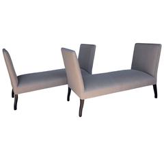 Pair of Upholstered Seats with High Sides
