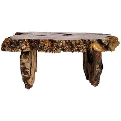 1960s Live Edge Burled Wood Coffee Table