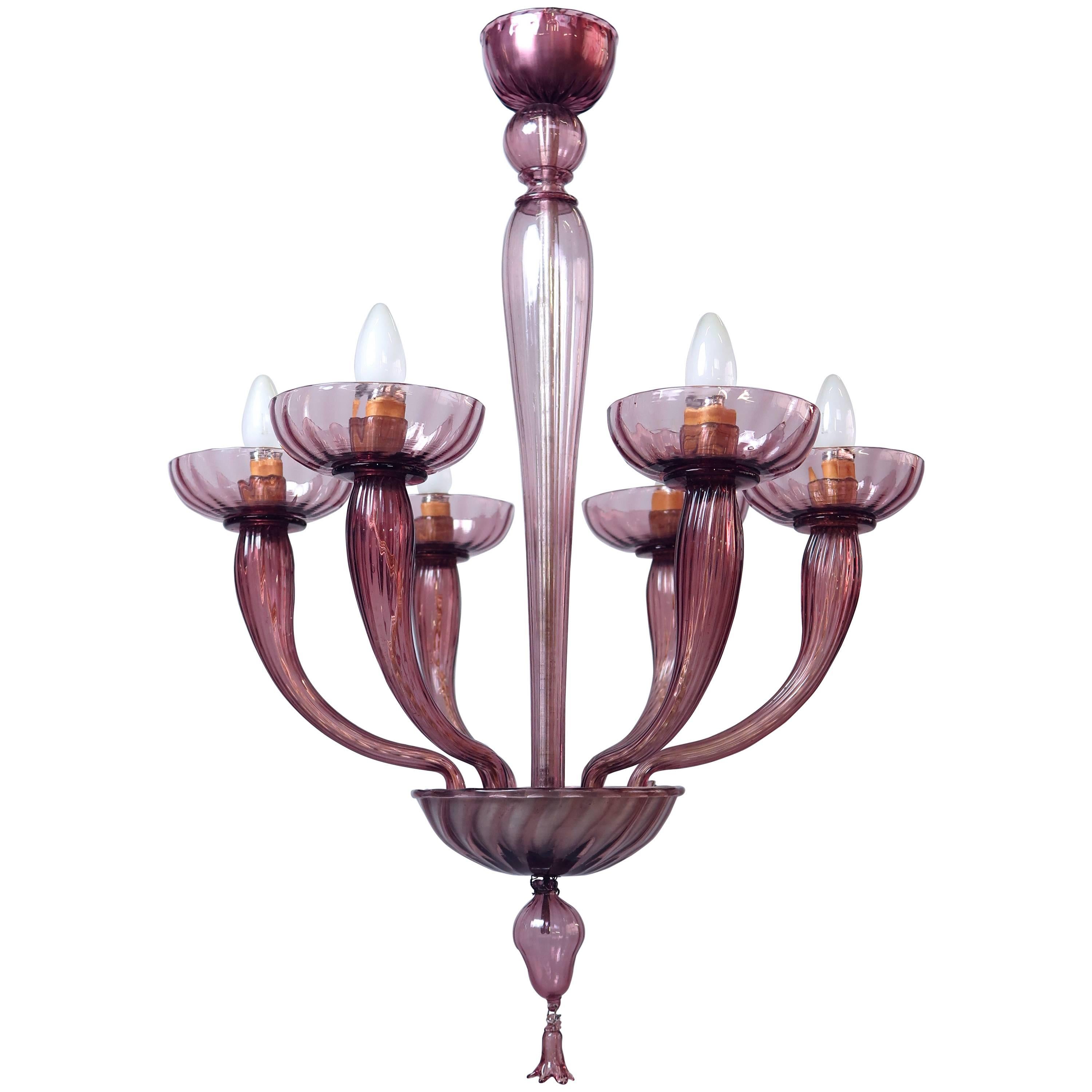 Venini Glass Chandelier 1930, Marked For Sale