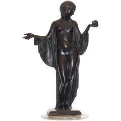 Antique Mario Joseph Korbel Adolescence, a Bronze Female