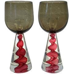 Pair of 1970s Murano Glass Candlesticks by Seguso 8