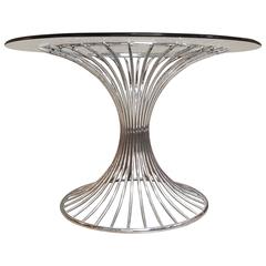 Chrome and Glass Hourglass Dining Table in the Style of Platner