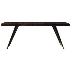 Andrea Console Macassar Ebony Timber Top with Bronzed Metal Tips by Dom Edizioni