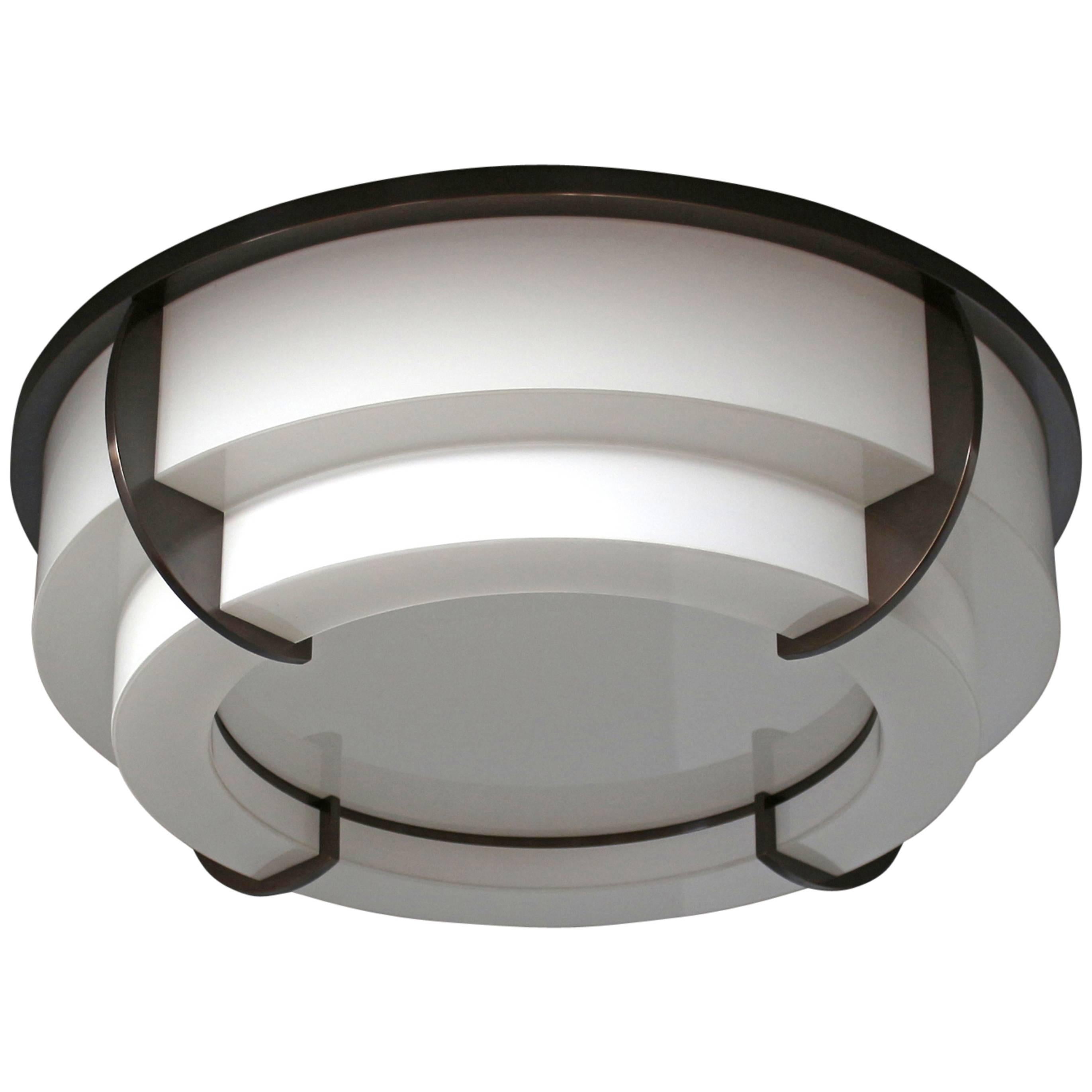 A Fine French Art Deco Round Two-Tier Flush Mount by Jean Perzel