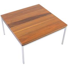 Knoll Style Walnut Square Side Table