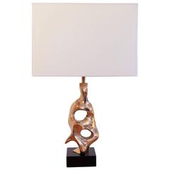 1970 Table Lamp, Gilted Bronze, Michel Jaubert