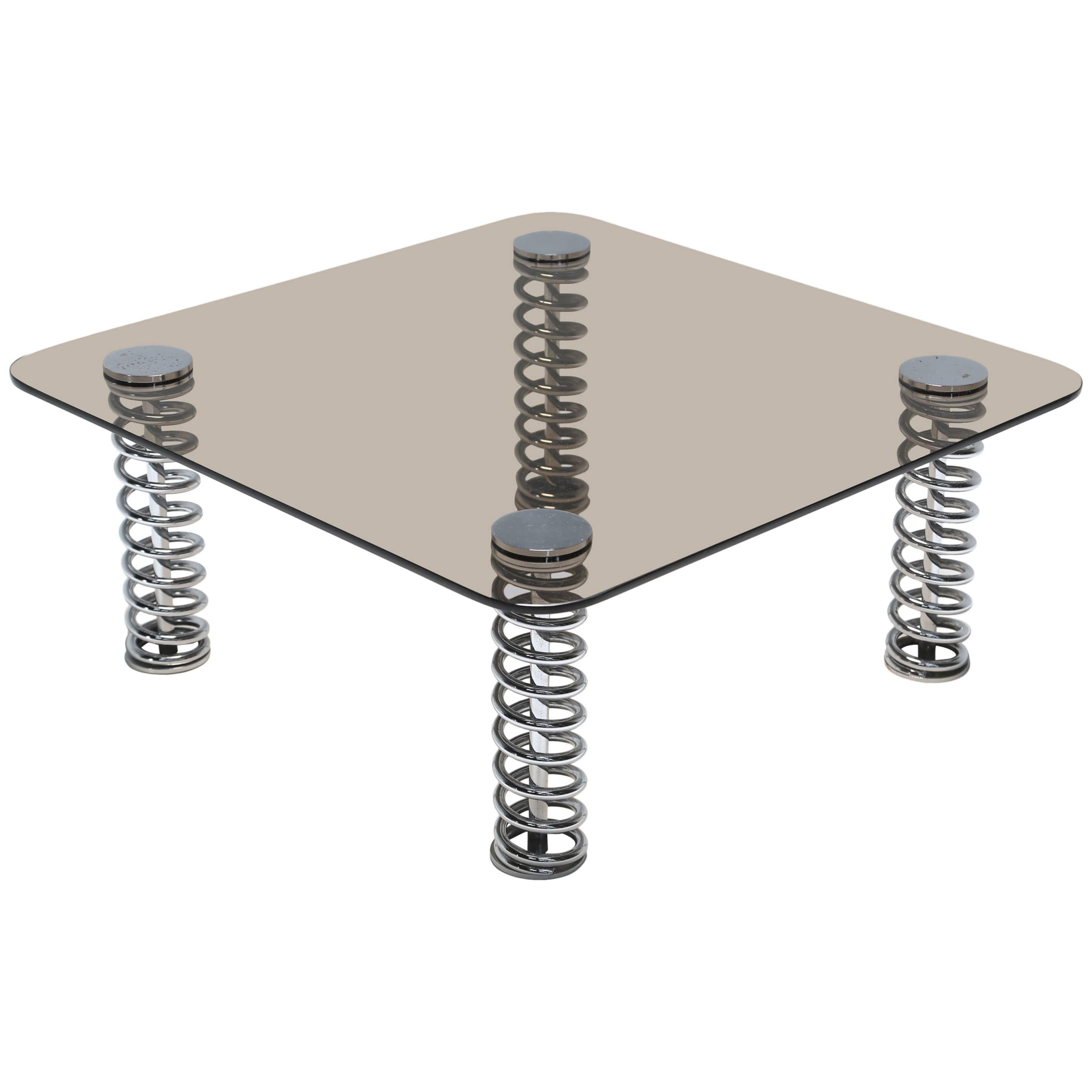 Chrome Spring Coffee Table For Sale