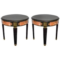 Pair of Striking Maitland-Smith Tessellated Stone End or Side Tables