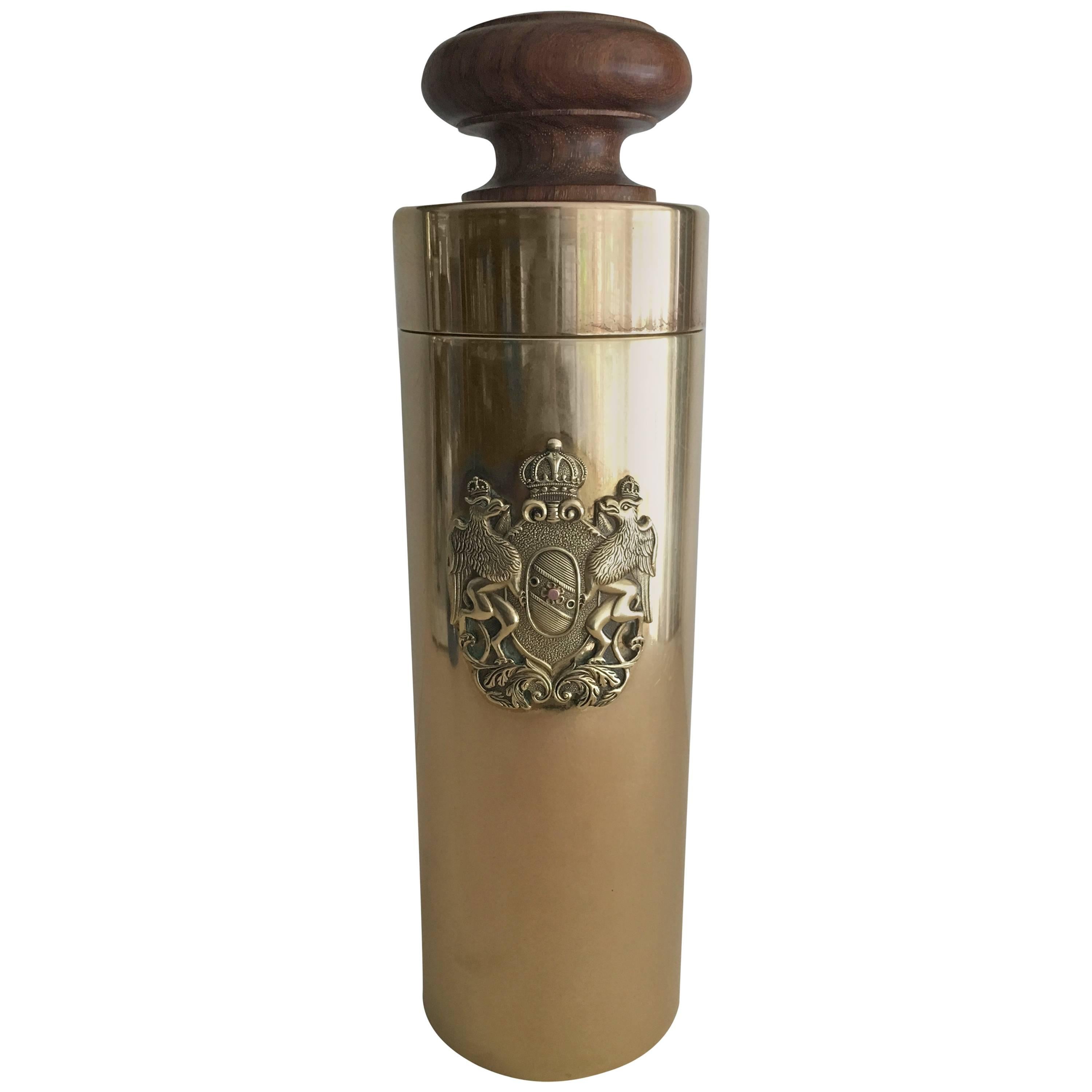 Italian Brass Canister with Crest