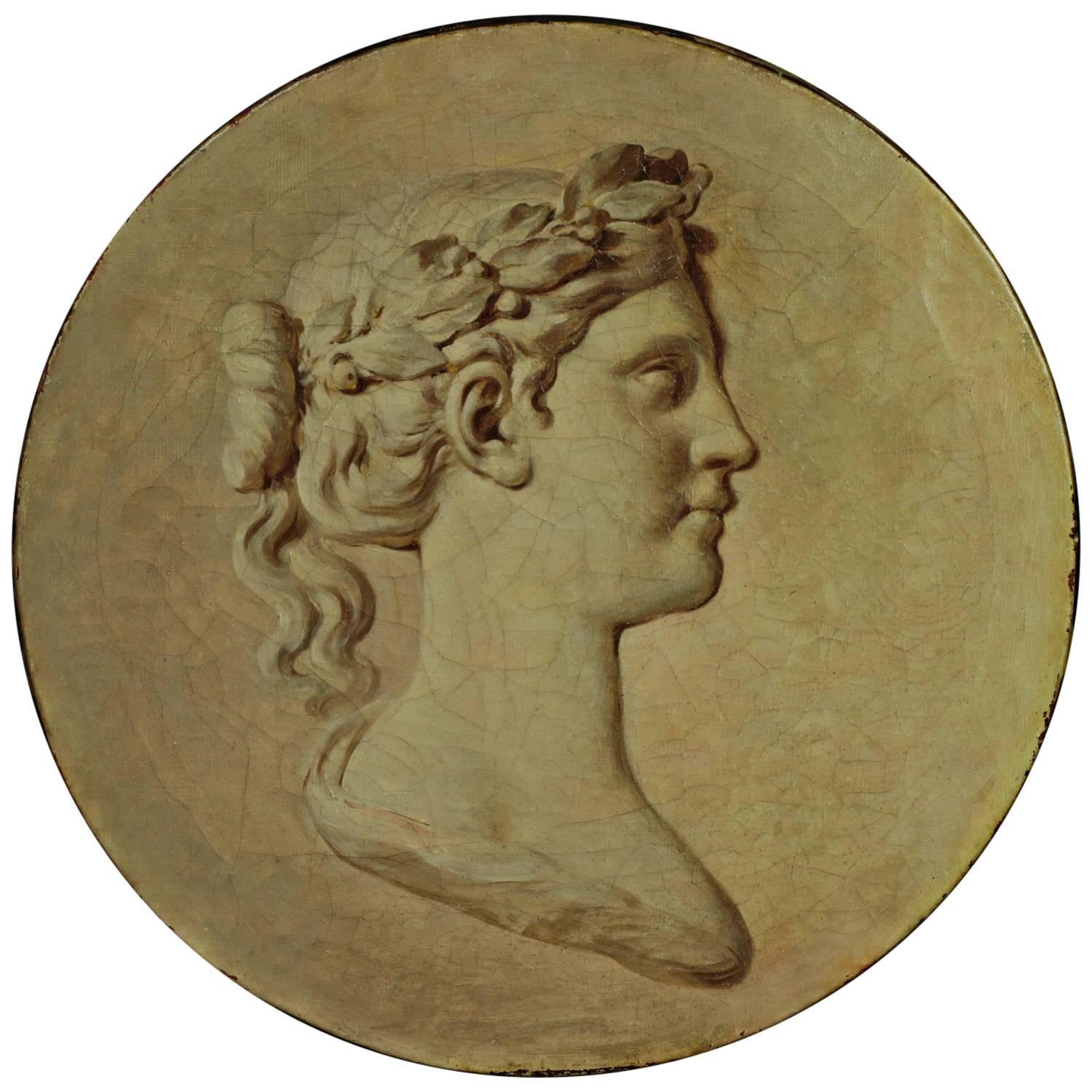 Trompe-L'œil in Grisaille Depicting Goddess Athena, Late 18th Century