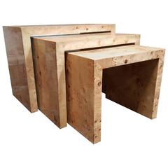 Olive Wood Nesting Tables Style of Milo Baughman