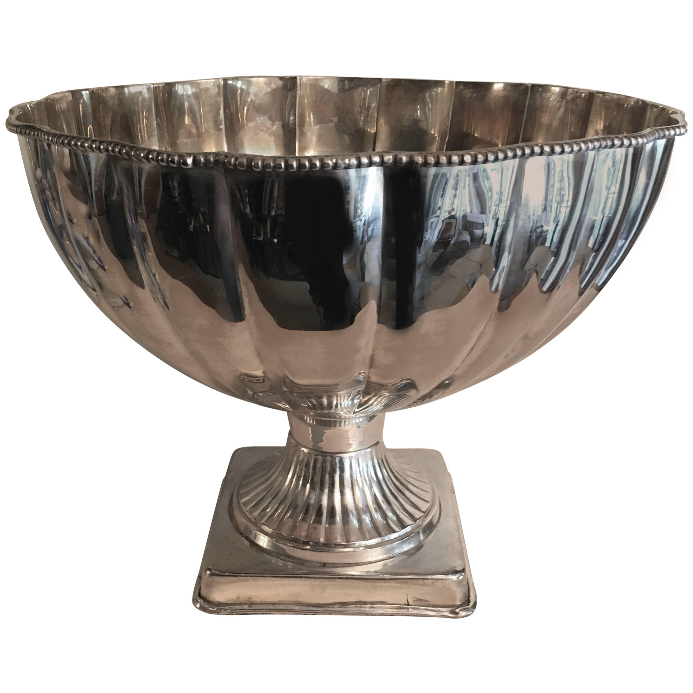 Stunning Silver Plate Pedestal Bowl Punch Bowl