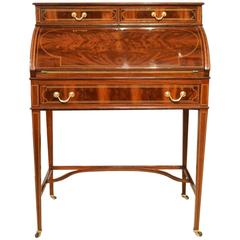 Antique Beautiful Mahogany Edwardian Period Ladies Cylinder Desk by Maple & Co