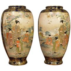 Good Pair of Japanese Meiji Period Satsuma Vases