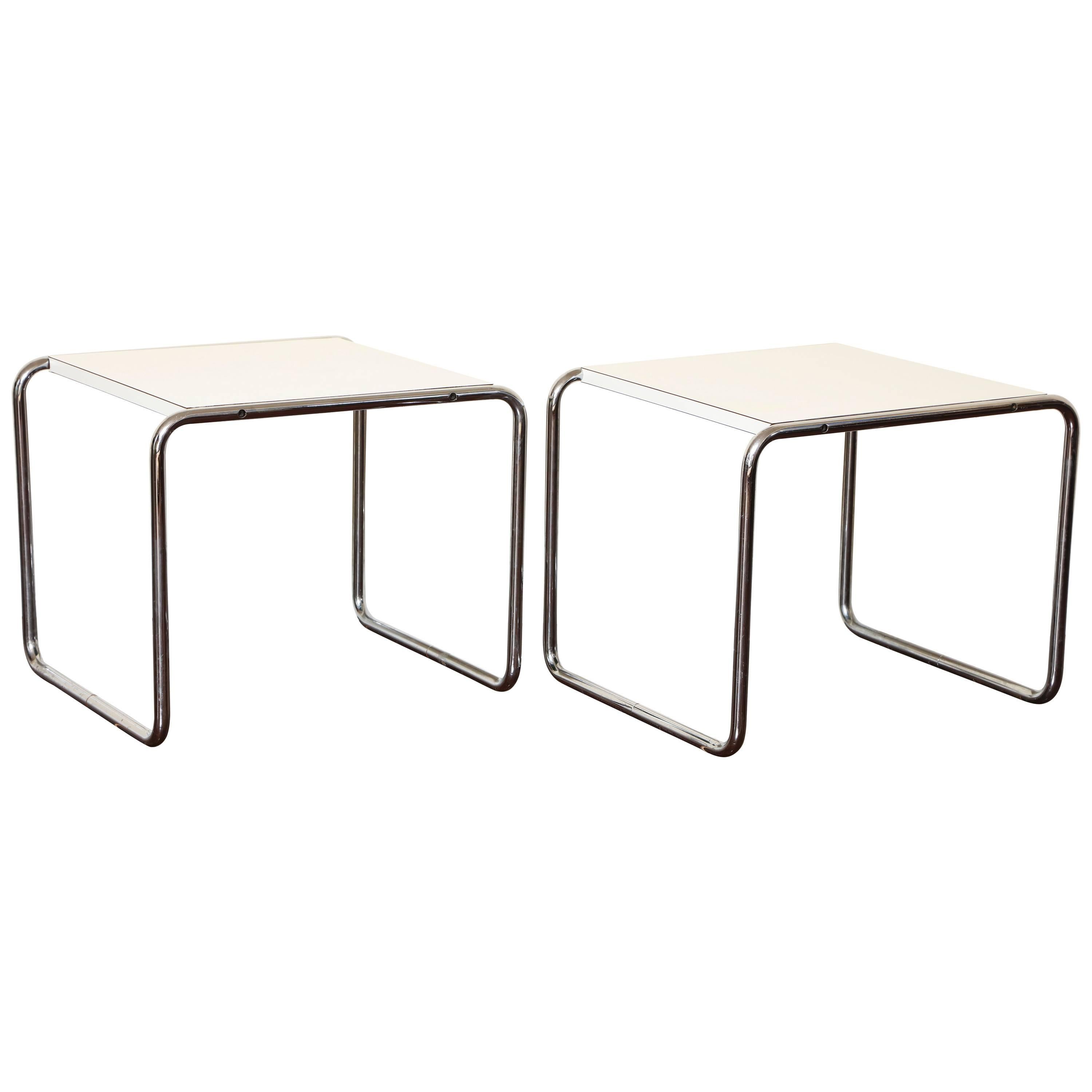 Pair of Marcel Breuer Tubular Steel Side Tables or Stools for Knoll